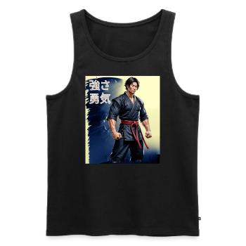 Clothing of courage and strength! - Men's Premium Organic Tank Top - black - Front - AI Model Male 178 light (178cm)
