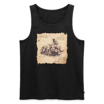 Locomotive à vapeur, art vintage ferroviaire pour les conducteurs de train - Débardeur bio Premium Homme - noir - Devant - Michal (187cm)