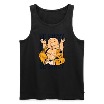 Be Happy Buddhist Symbol Statue Priest Buddhism - Men's Premium Organic Tank Top - black - Front - AI Model Male 178 light (178cm)