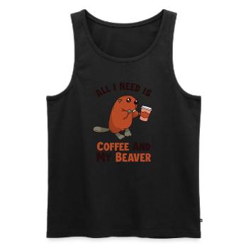 Coffee and my Beaver Castor Canadensis North - Men's Premium Organic Tank Top - black - Front - AI Model Male 178 light (178cm)