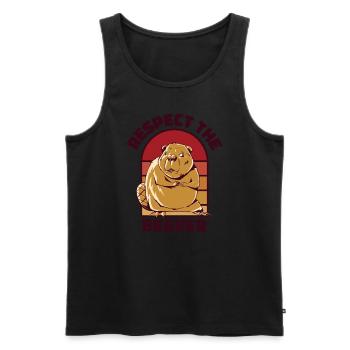 Respect The Beaver Eurasian Castor Canadensis - Men's Premium Organic Tank Top - black - Front - AI Model Male 178 light (178cm)