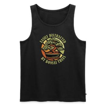 Easily Distracted By Bonsai Trees Bonsai Pots - Men's Premium Organic Tank Top - black - Front - AI Model Male 178 light (178cm)