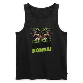 Restez calme et cultivez des pots de bonsaï Penjing - Débardeur bio Premium Homme - noir - Devant - AI Model Male 178 light (178cm)