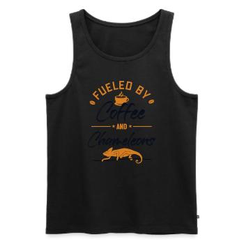 Alimenté par le café et les caméléons Panther voilé - Débardeur bio Premium Homme - noir - Devant - Michal (187cm)