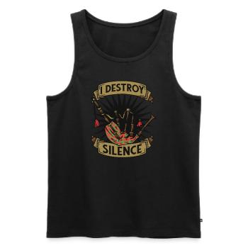 I Destroy Silence Blowpipe Great Highland Player - Men's Premium Organic Tank Top - black - Front - Michal (187cm)