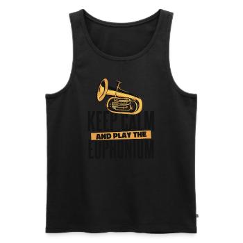 Restez calme et jouez de l’instrument euphonium - Débardeur bio Premium Homme - noir - Devant - Michal (187cm)