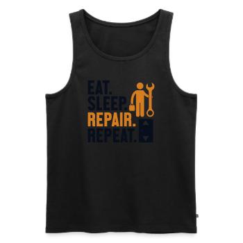 Essen Schlaf Reparieren Wiederholen Inspektor Reparieren Aufzug - Männer Premium Bio Tank Top - Schwarz - Vorne - Michal (187cm)