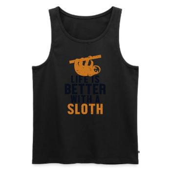Life is Better with a Sloth Pilosa Folivora Lover - Men's Premium Organic Tank Top - black - Front - Michal (187cm)