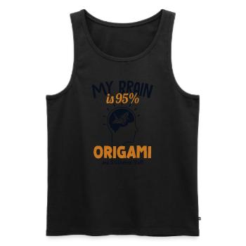 My Brain is 95% Origami Folding Owl Paper Crane - Men's Premium Organic Tank Top - black - Front - Michal (187cm)