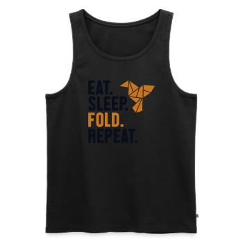 Eat Sleep Fold Repeat Owl Paper Crane Folding - Men's Premium Organic Tank Top - black - Front - Michal (187cm)