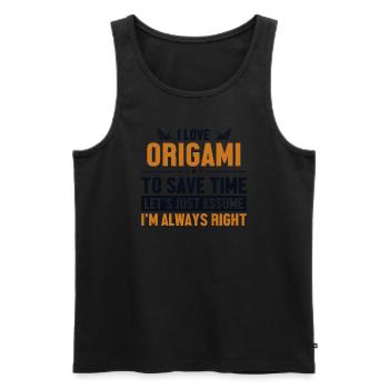 Origami Let's Assume I'm Right Folding Owl Master - Men's Premium Organic Tank Top - black - Front - Michal (187cm)