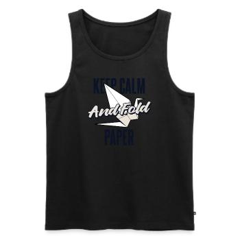 Keep Calm And Fold Paper Folding Owl Paper Crane - Men's Premium Organic Tank Top - black - Front - AI Model Male 178 light (178cm)