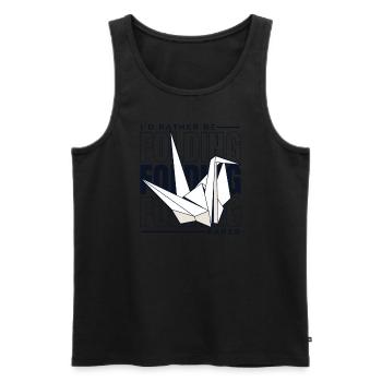 I'd Rather Be Folding Paper Paper Crane Folding - Men's Premium Organic Tank Top - black - Front - AI Model Male 178 light (178cm)
