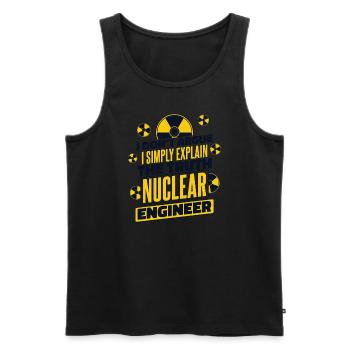 J’explique simplement la vérité Énergie Uranium Nucléaire - Débardeur bio Premium Homme - noir - Devant - Michal (187cm)