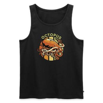 Retro Cephalopoda Octopodes Octopoda Lover Octopus - Men's Premium Organic Tank Top - black - Front - AI Model Male 178 light (178cm)