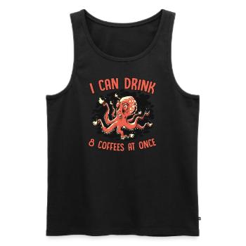 Kann 8 Kaffees auf einmal trinken Octopoda Cephalopoda - Männer Premium Bio Tank Top - Schwarz - Vorne - Michal (187cm)