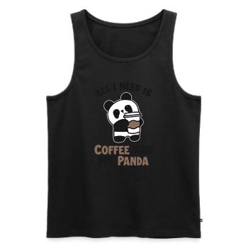 Coffee and my Panda Panda Bear Friend Lover Giant - Men's Premium Organic Tank Top - black - Front - AI Model Male 178 light (178cm)