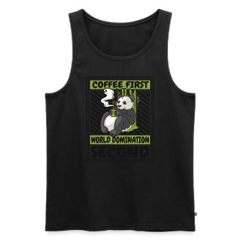 Café Première Domination du Monde Deuxième Panda Ours - Débardeur bio Premium Homme - noir - Devant - Michal (187cm)