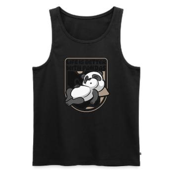 Life Is Better With Pandas Panda Bear Friend - Men's Premium Organic Tank Top - black - Front - Michal (187cm)
