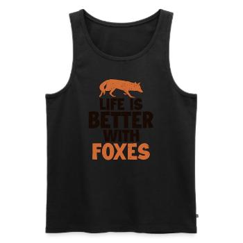Das Leben ist besser mit einem Fuchs Rotfuchs Canidae - Männer Premium Bio Tank Top - Schwarz - Vorne - AI Model Male 178 light (178cm)