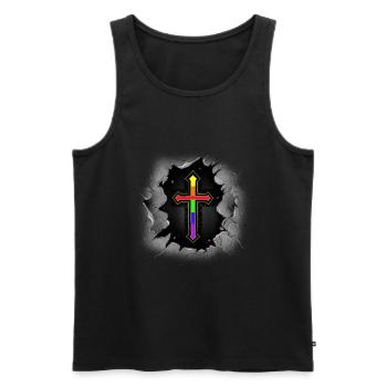 Kreuz Kreuze Kruzifix LGBT Gay Pride Regenbogen - Männer Premium Bio Tank Top - Schwarz - Vorne - AI Model Male 178 light (178cm)