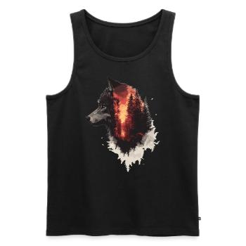 The Wolf - Männer Premium Bio Tank Top - Schwarz - Vorne - AI Model Male 178 light (178cm)