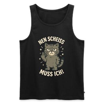 Cheeky saying, I have to give a shit, cat - Men's Premium Organic Tank Top - black - Front - AI Model Male 178 light (178cm)