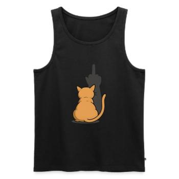 Katze Mittelfinger Schatten - Männer Premium Bio Tank Top - Schwarz - Vorne - AI Model Male 178 light (178cm)