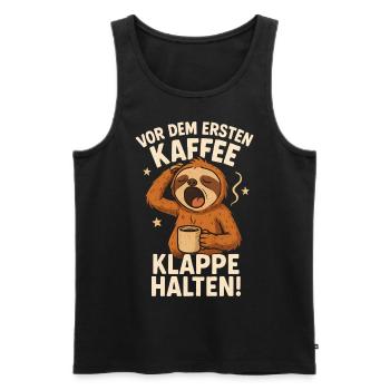 Vor dem ersten Kaffee Klappe halten! - Männer Premium Bio Tank Top - Schwarz - Vorne - AI Model Male 178 light (178cm)