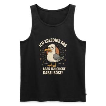 Lustige Möwe frecher Spruch Arbeit Kollegen - Männer Premium Bio Tank Top - Schwarz - Vorne - AI Model Male 178 light (178cm)