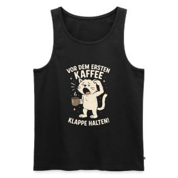 Café chat lundi bureau de travail disant - Débardeur bio Premium Homme - noir - Devant - Michal (187cm)
