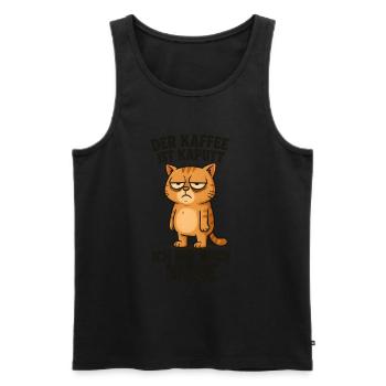 Le café est cassé Chat matinal - Débardeur bio Premium Homme - noir - Devant - Michal (187cm)