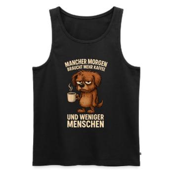 Mehr Kaffee, weniger Menschen Hund - Männer Premium Bio Tank Top - Schwarz - Vorne - AI Model Male 178 light (178cm)