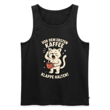 Kaffee Klappe Halten müde Katze - Männer Premium Bio Tank Top - Schwarz - Vorne - AI Model Male 178 light (178cm)