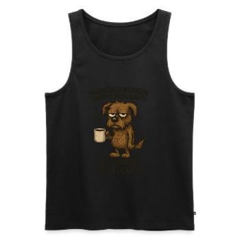 Le matin grogne plus café bureau - Débardeur bio Premium Homme - noir - Devant - Michal (187cm)