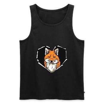 Crack Fox Trou déchiré Cœur Fox Face - Débardeur bio Premium Homme - noir - Devant - AI Model Male 178 light (178cm)