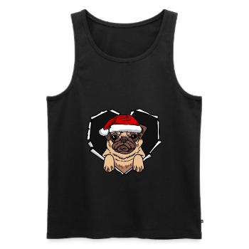 Pug Dog Crack Hole Casquette de Noël Noël - Débardeur bio Premium Homme - noir - Devant - Michal (187cm)