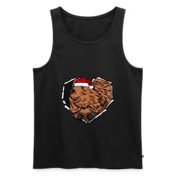 Beaver crack torn perforated cap - Men's Premium Organic Tank Top - black - Front - AI Model Male 178 light (178cm)