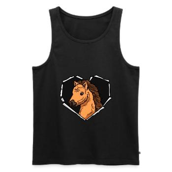 Pony Crack Torn Hole Heart Pony Face - Men's Premium Organic Tank Top - black - Front - AI Model Male 178 light (178cm)