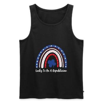 Lucky To Be A Republican  Rainbow - Men's Premium Organic Tank Top - black - Front - AI Model Male 178 light (178cm)
