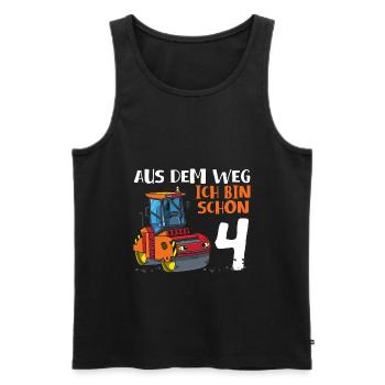 4. Geburtstag Straßenwalze Geburtstag 4 Jahre - Männer Premium Bio Tank Top - Schwarz - Vorne - Michal (187cm)