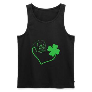 Pug Dog Cloverleaf Lucky Charm Love - Men's Premium Organic Tank Top - black - Front - AI Model Male 178 light (178cm)