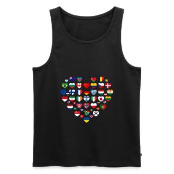 Earth Day Welt Länder Flagge in Herzform - Männer Premium Bio Tank Top - Schwarz - Vorne - Michal (187cm)