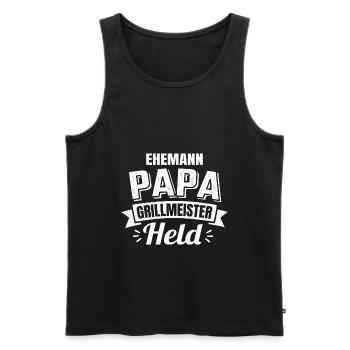 Ehemann Papa Grillmeister Held Vatertag - Männer Premium Bio Tank Top - Schwarz - Vorne - Michal (187cm)