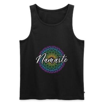 Namaste Yoga Méditation Spiritualité Mandala - Débardeur bio Premium Homme - noir - Devant - Michal (187cm)