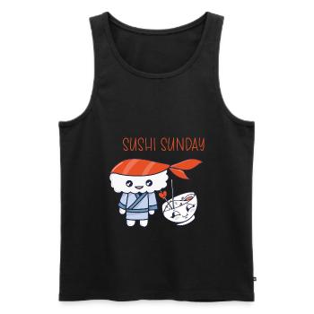 Kawaii Japanese Food Salmon Salmon Sushi Roll - Débardeur bio Premium Homme - noir - Devant - Michal (187cm)