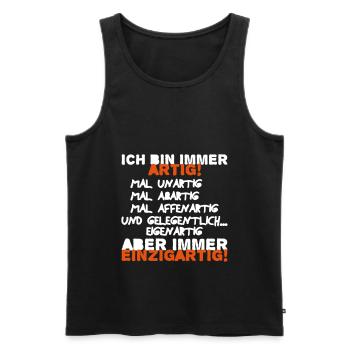 Lustiger Spruch zu Einzigartig cooles Geschenk - Männer Premium Bio Tank Top - Schwarz - Vorne - Michal (187cm)