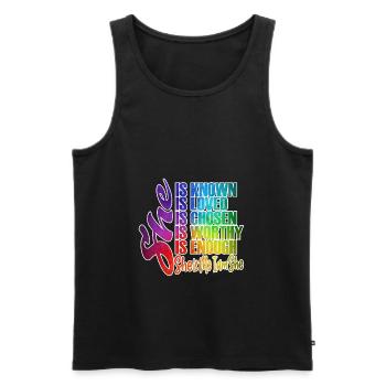 Sie Ist Bekannt, Sie wird Geliebt, Sie ist genug - Männer Premium Bio Tank Top - Schwarz - Vorne - AI Model Male 178 light (178cm)