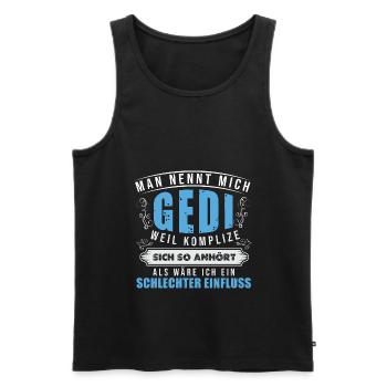 Mann Nennt Mich Gedi - Taufgedi Firmgedi - Männer Premium Bio Tank Top - Schwarz - Vorne - Michal (187cm)