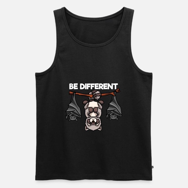 Be Different Waschbär und Fledermäuse - Männer Premium Bio Tank Top - Schwarz